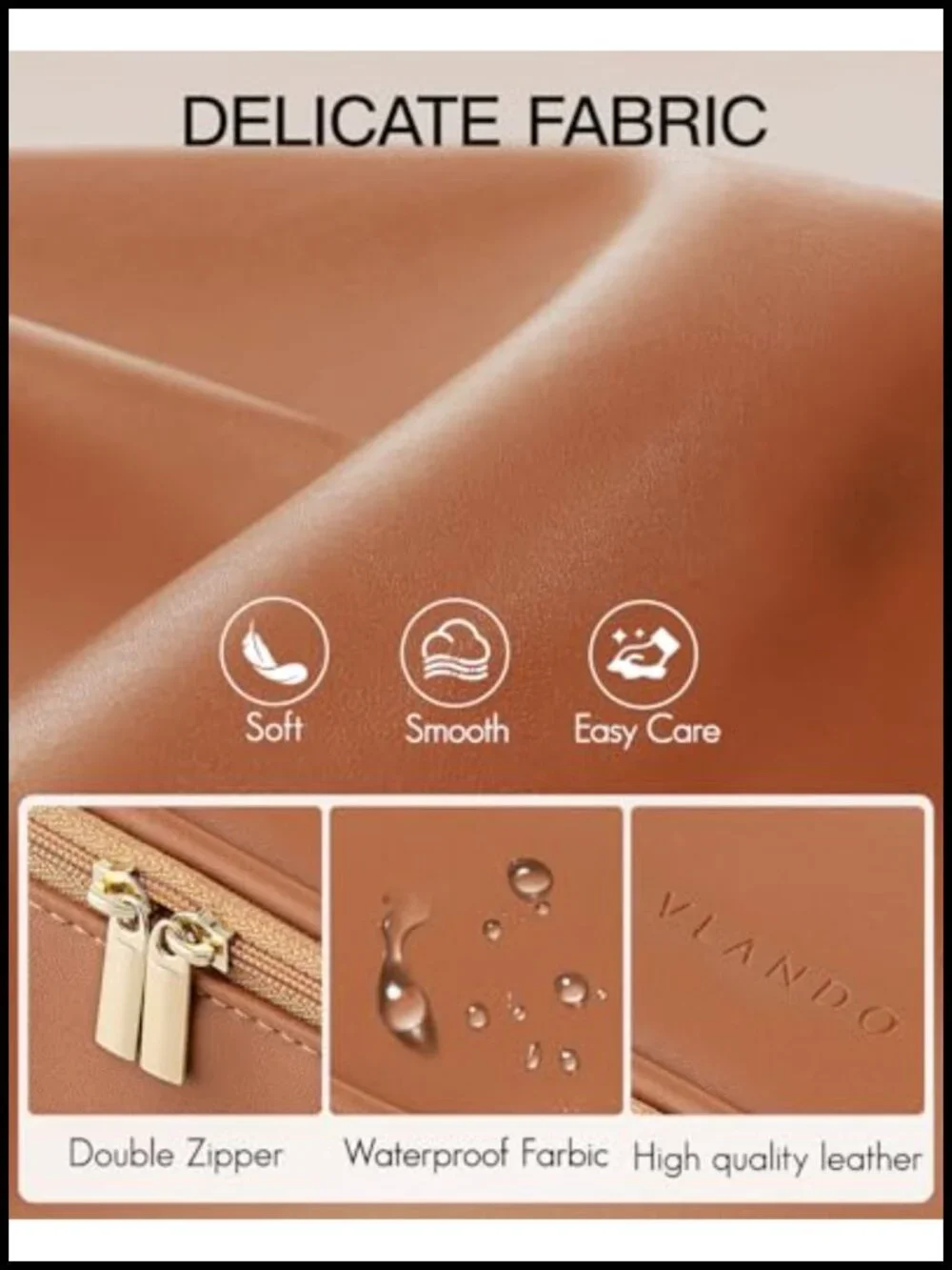 PU Leather Cosmetic Travel Bag with Brush Storage, Waterproof Toiletry